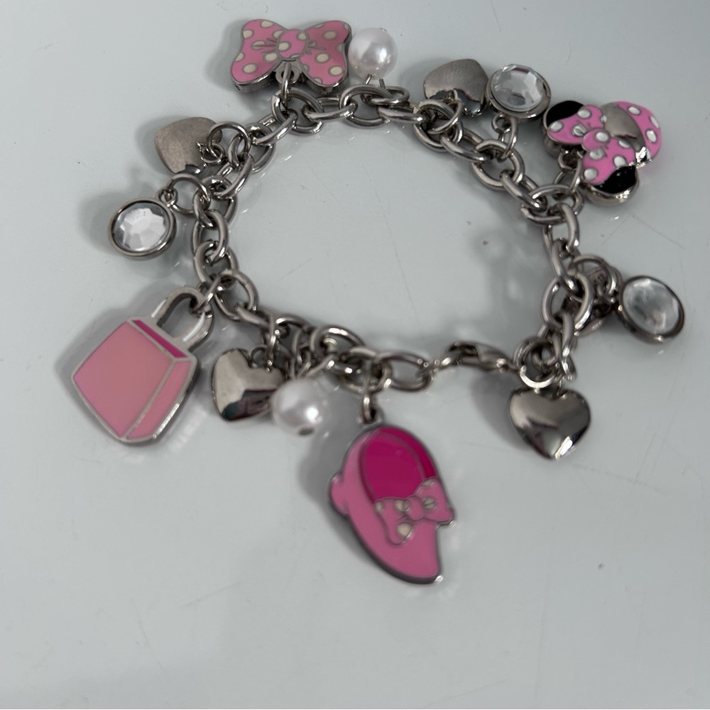 Disney Store Minnie Mouse charms bracelet about 6” long